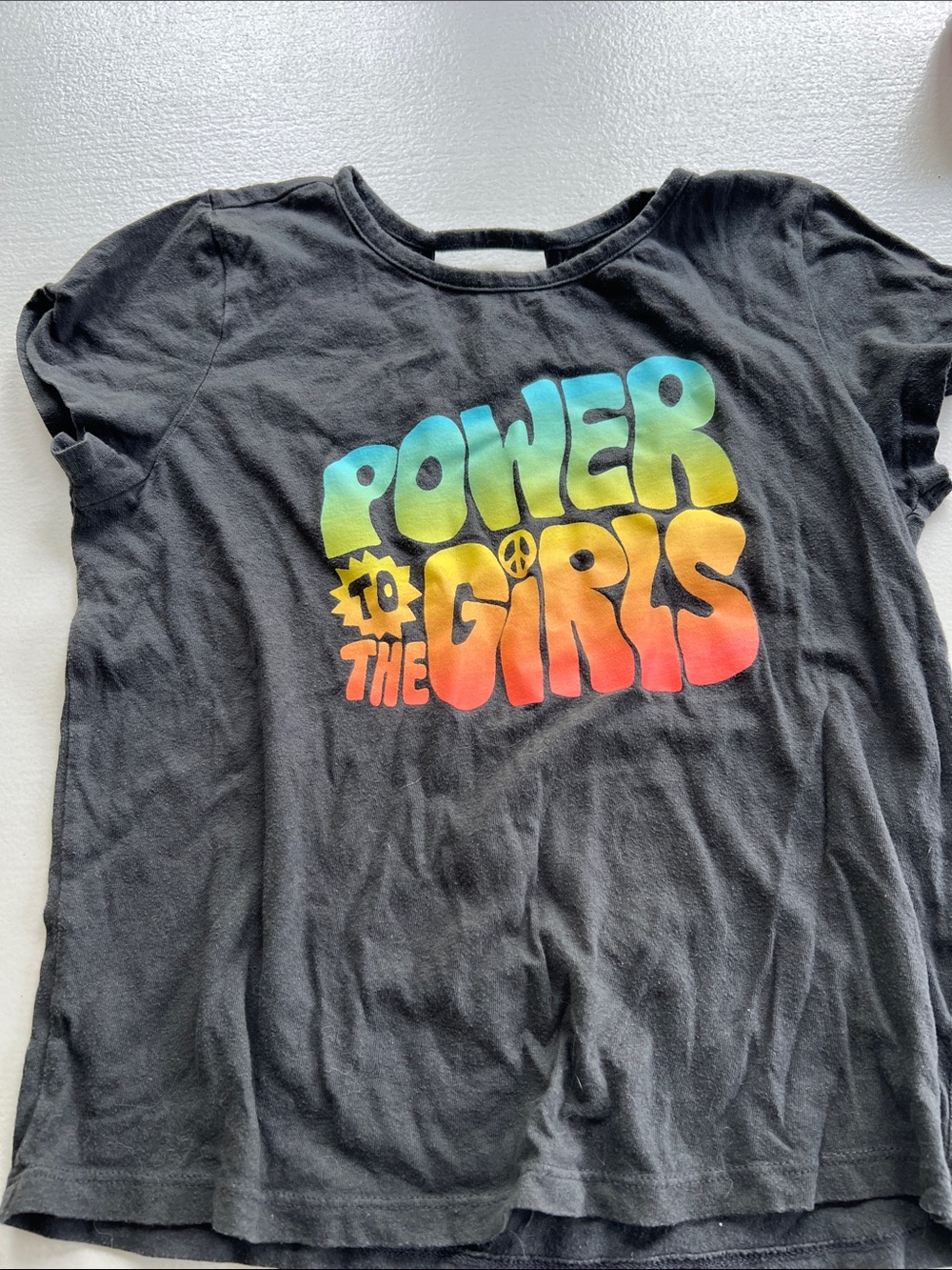 Old Navy Black Graphic Tank with Teal-to-Green Print